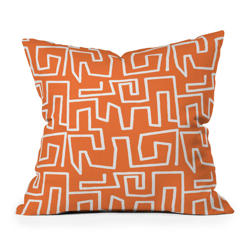 Mirimo Labyrinth Orange Outdoor Throw Pillow