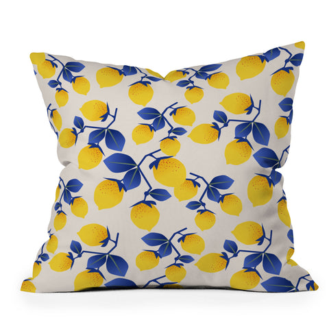Mirimo Lemons Blue Outdoor Throw Pillow