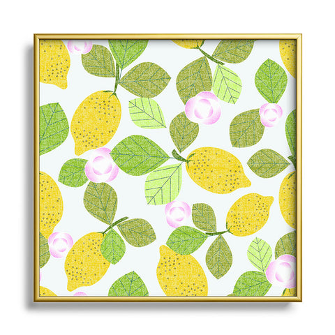 Mirimo Lemons in Bloom Square Metal Framed Art Print