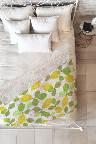 Mirimo Lemons in Bloom Fleece Throw Blanket