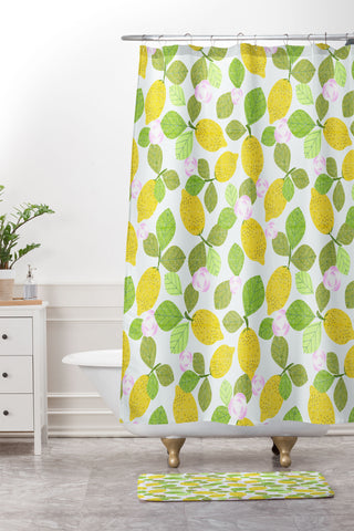 Mirimo Lemons in Bloom Shower Curtain And Mat