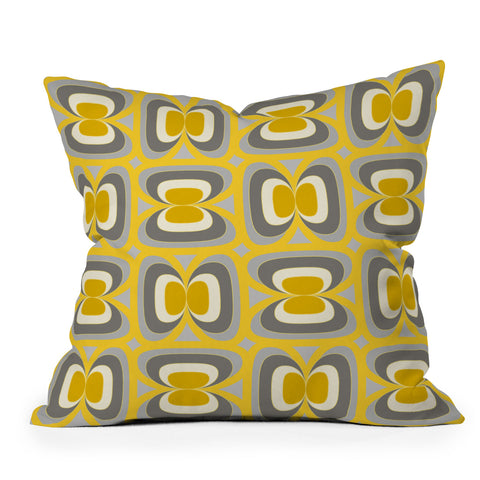 Mirimo Midcentury Yellow and Grey Outdoor Throw Pillow