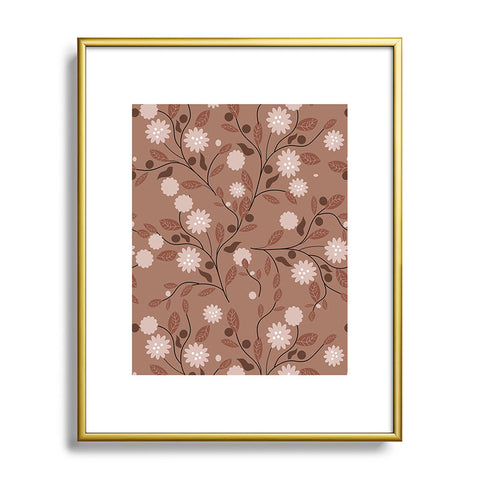Mirimo Mocha Mousse Floral Metal Framed Art Print