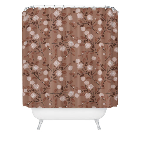 Mirimo Mocha Mousse Floral Shower Curtain