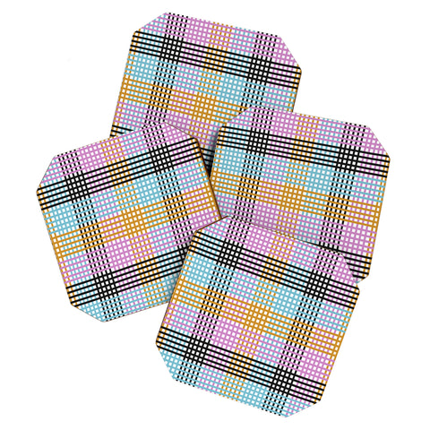 Mirimo Multicolor Gingham Grid Coaster Set