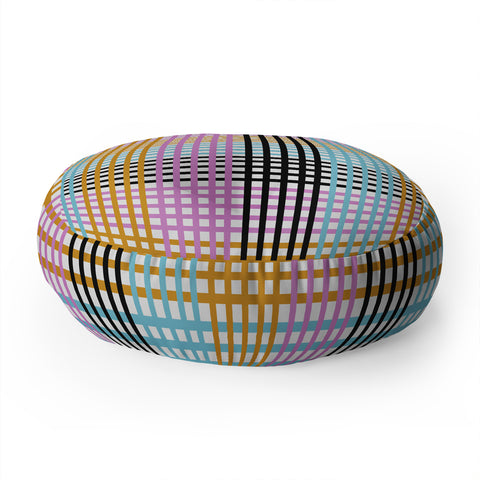 Mirimo Multicolor Gingham Grid Floor Pillow Round