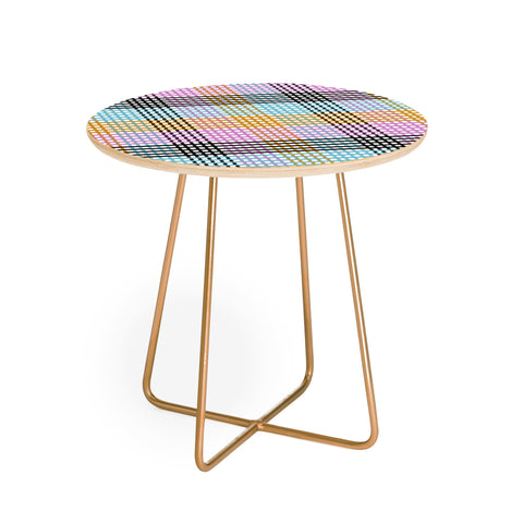 Mirimo Multicolor Gingham Grid Round Side Table