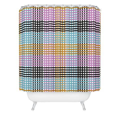 Mirimo Multicolor Gingham Grid Shower Curtain