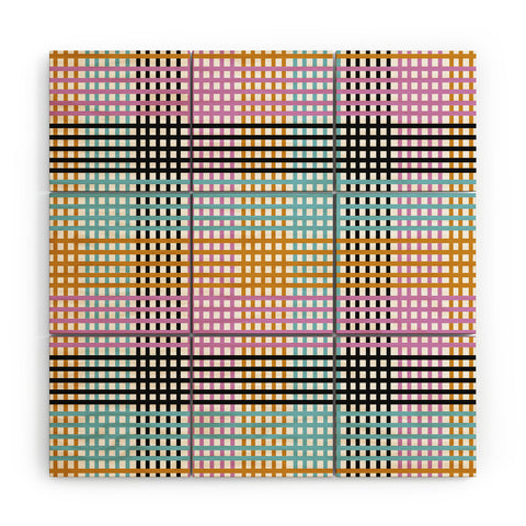 Mirimo Multicolor Gingham Grid Wood Wall Mural
