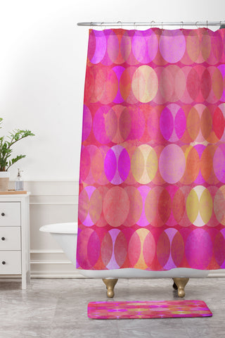 Mirimo Multidudes Pink Shower Curtain And Mat