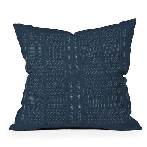 Mirimo Native Mudcloth Denim Outdoor Throw Pillow