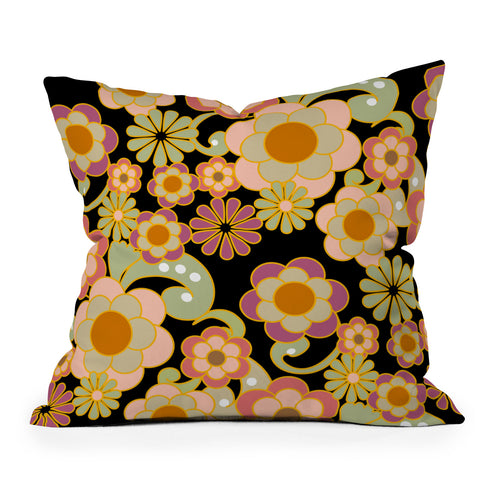 Mirimo Nostalgic 70s in Black Outdoor Throw Pillow