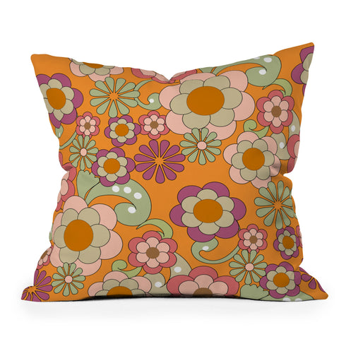 Mirimo Nostalgic 70s in Orange Outdoor Throw Pillow