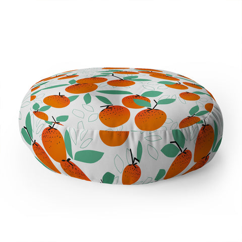 Mirimo Oranges on White Floor Pillow Round