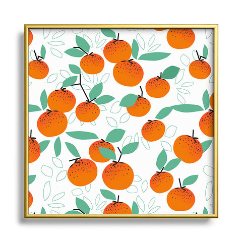 Mirimo Oranges on White Square Metal Framed Art Print