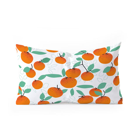 Mirimo Oranges on White Oblong Throw Pillow