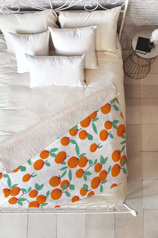 Mirimo Oranges on White Fleece Throw Blanket