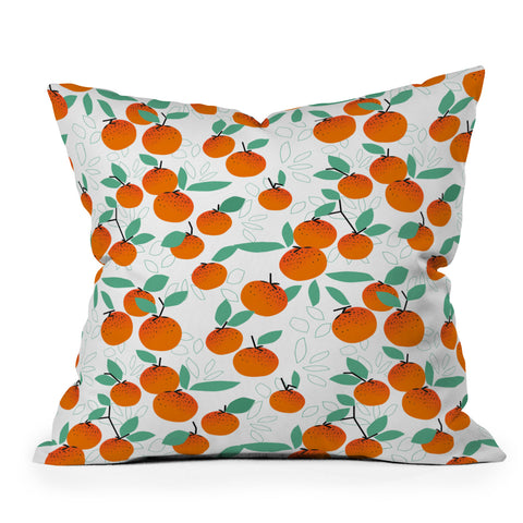 Mirimo Oranges on White Outdoor Throw Pillow
