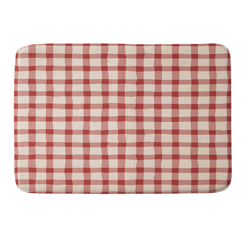 Mirimo Organic Gingham Red Memory Foam Bath Mat