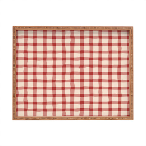 Mirimo Organic Gingham Red Rectangular Tray