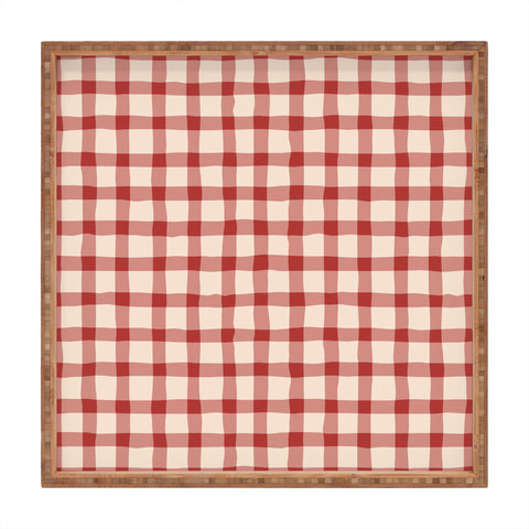 Mirimo Organic Gingham Red Square Tray