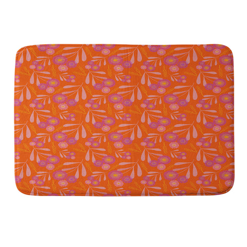 Mirimo Pink and Purple Floral Orange Memory Foam Bath Mat