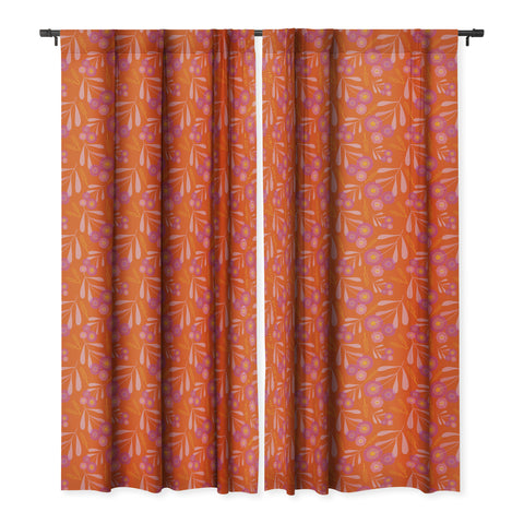 Mirimo Pink and Purple Floral Orange Blackout Window Curtain