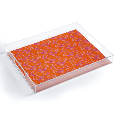 Mirimo Pink and Purple Floral Orange Acrylic Tray