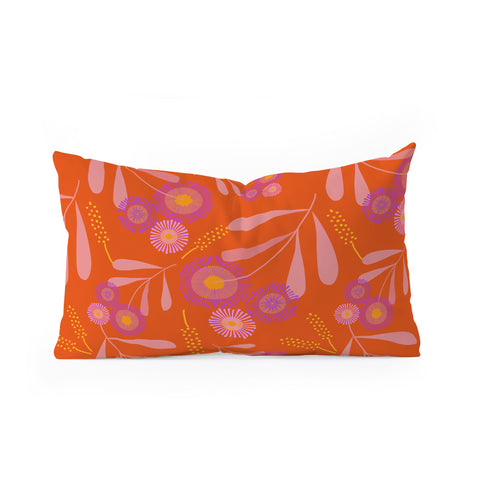 Mirimo Pink and Purple Floral Orange Oblong Throw Pillow