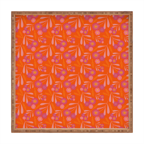 Mirimo Pink and Purple Floral Orange Square Tray