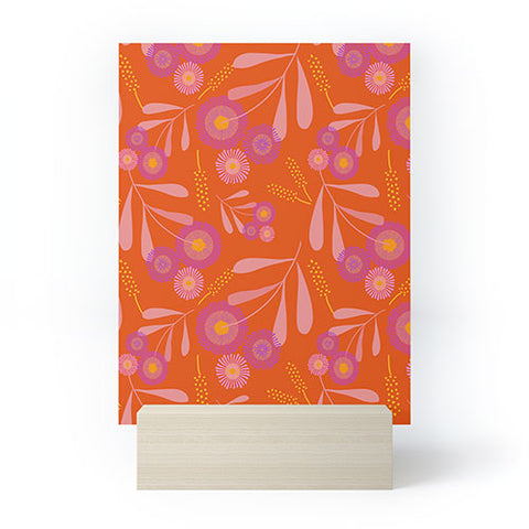 Mirimo Pink and Purple Floral Orange Mini Art Print