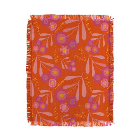 Mirimo Pink and Purple Floral Orange Throw Blanket