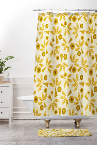 Mirimo POP Palms Saffron Shower Curtain And Mat