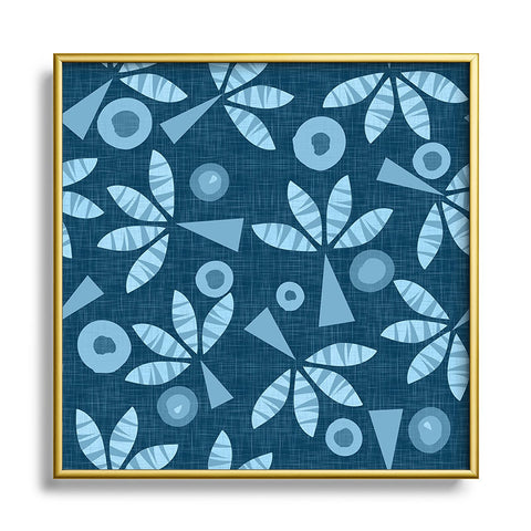 Mirimo PopPalms Denim Square Metal Framed Art Print