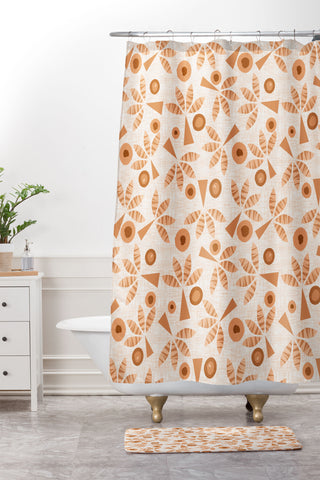 Mirimo PopPalms Terracotta Shower Curtain And Mat