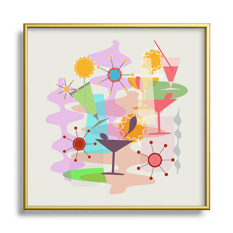 Mirimo Retro Summer Party Square Metal Framed Art Print