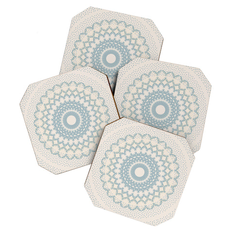 Mirimo Rustic Mandala Light Blue Coaster Set