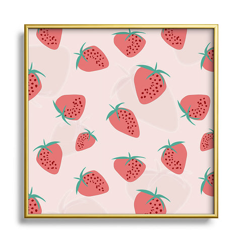 Mirimo Strawberry Play Square Metal Framed Art Print
