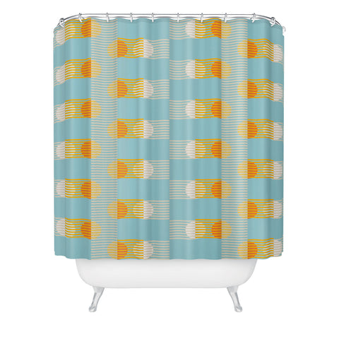 Mirimo Sun and Moon Grid Shower Curtain
