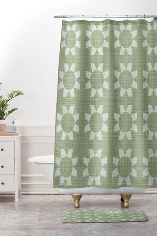 Mirimo Sunflor Olive Shower Curtain And Mat