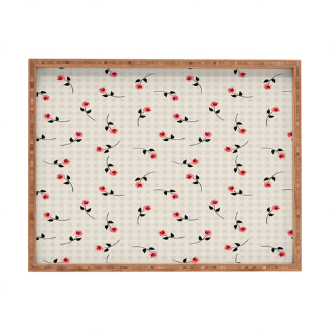 Mirimo Tiny roses on gingham Rectangular Tray
