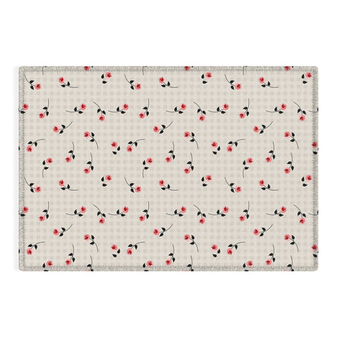 Mirimo Tiny roses on gingham Outdoor Rug