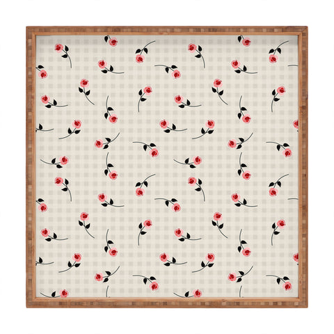 Mirimo Tiny roses on gingham Square Tray