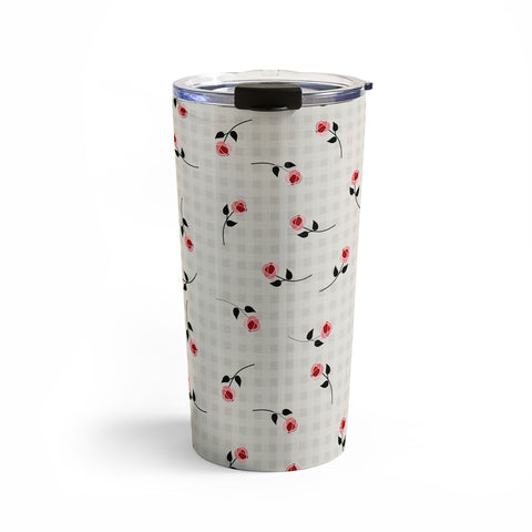 Mirimo Tiny roses on gingham Travel Mug