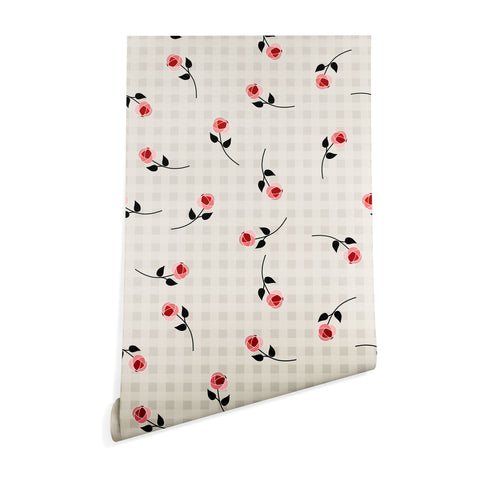 Mirimo Tiny roses on gingham Wallpaper
