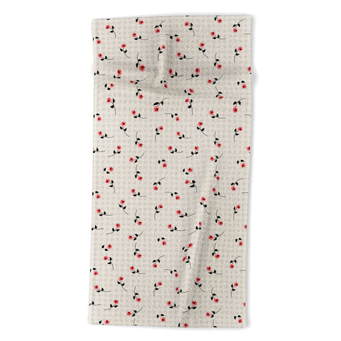 Mirimo Tiny roses on gingham Beach Towel