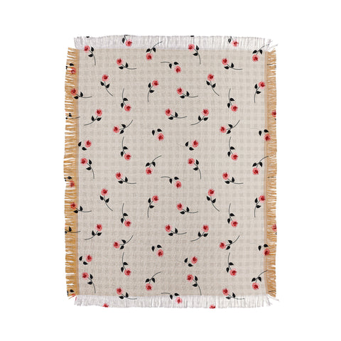 Mirimo Tiny roses on gingham Throw Blanket