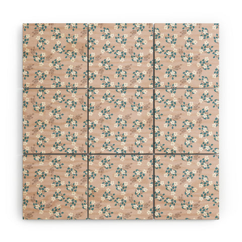 Mirimo Tiny White Flowers Wood Wall Mural