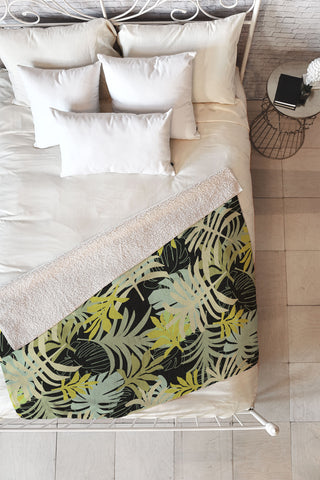 Mirimo Tropical Green Foliage Fleece Throw Blanket