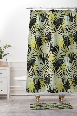 Mirimo Tropical Green Foliage Shower Curtain And Mat